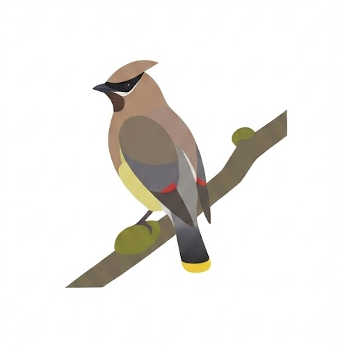Cedar waxwing illustration